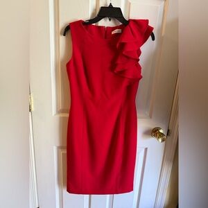 Calvin Klein One Shoulder Red Dress